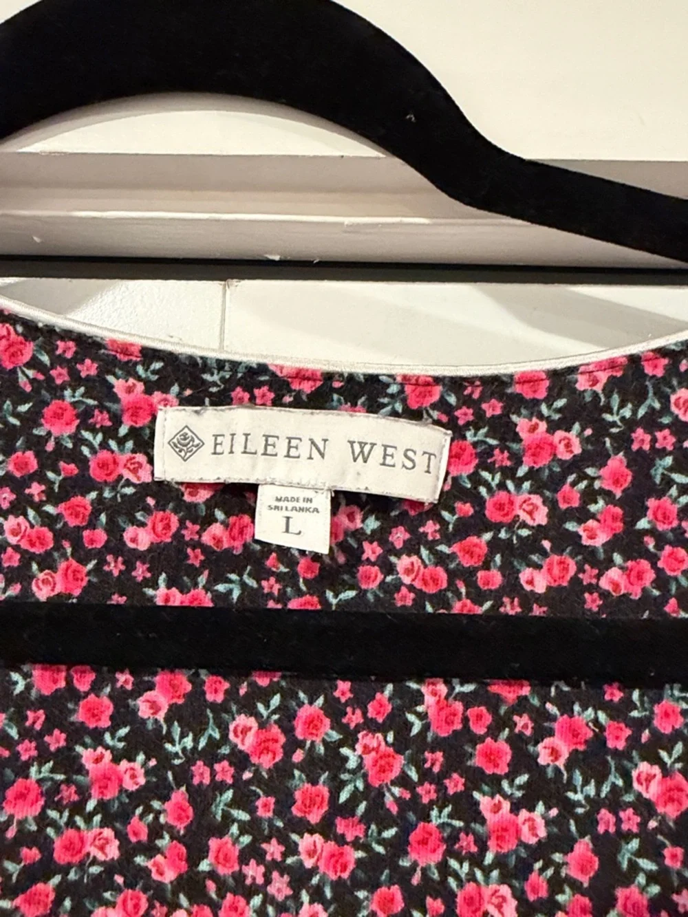 Eileen West Dark Pink‎ Floral Long Sleeve Nightgown large